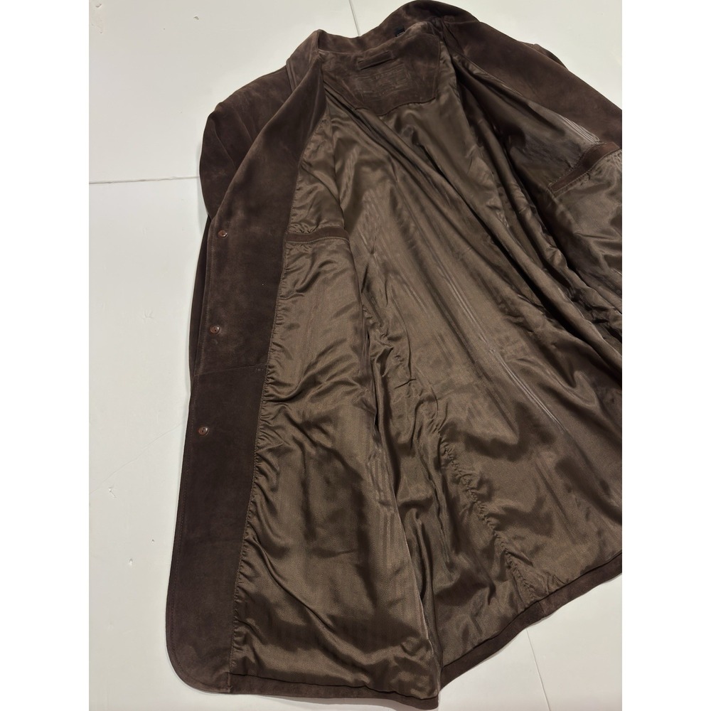 Roundtree & Yorke Mens Long Brown Suede Leather Jacket Coat Trench Size XXL City - Picture 15 of 15